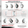 Service Caster 6 Inch Rubber on Aluminum Caster Set with Ball Bearings 2 Brakes 2 Rigid SCC SCC-TTL30S620-RAB-2-R-2